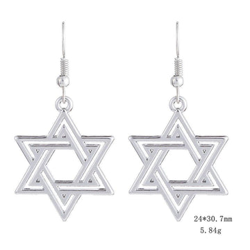 NEW Crystal Paved Star of David Vintage Jewish Jewelry Silver Plated Dangle Earrings - The Jewellery Supermarket